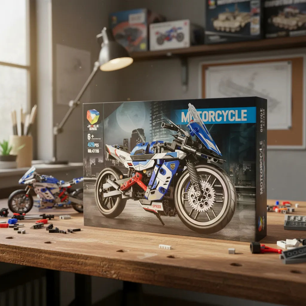 Set De Construcción armable en bloques Moto Carreras Juguete de 426 Piezas