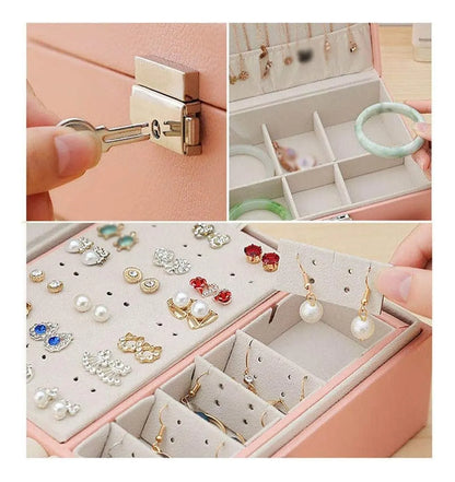 Joyero Organizador De 2 Niveles En Cuero Sintético