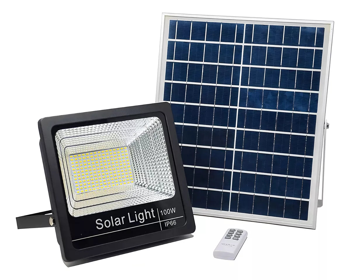 Reflector Led Luz Solar Control Remoto con Sensor de Movimiento 100W