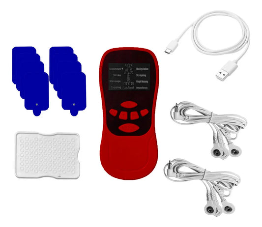 Estimulador Masajeador Muscular Eléctrico Fisioterapia 8 Electrodos