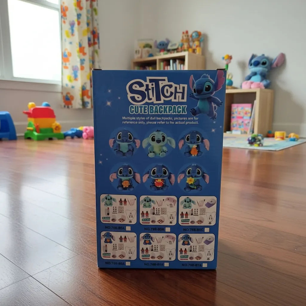 Bolso Maleta De Stitch + Kit De Maquillaje Para Niña Regalo Azul Oscuro