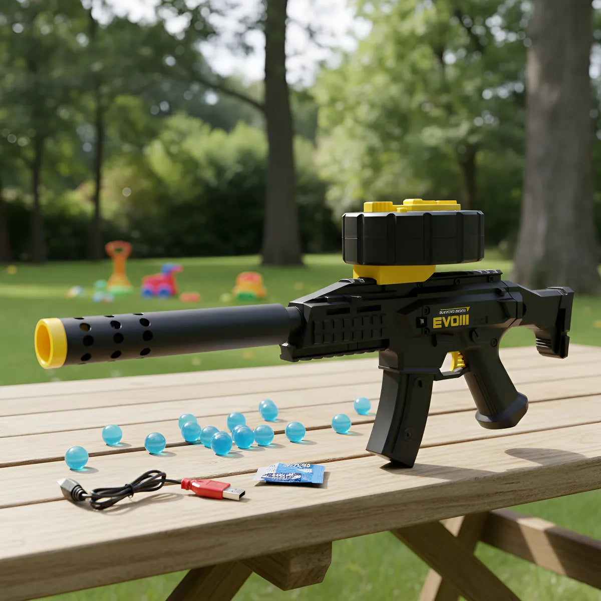 Pistola Hidrogel Evo III Realista Automática Recargable Juguete + 5.000 Bolas de Hidrolgel