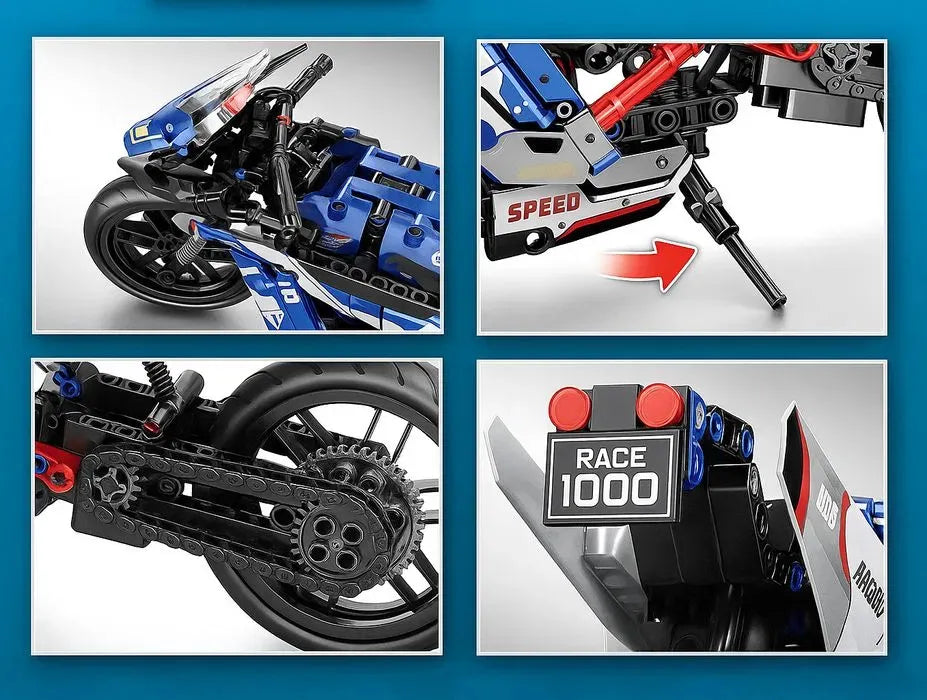 Set De Construcción armable en bloques Moto Carreras Juguete de 426 Piezas