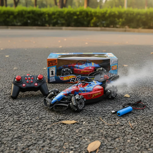 Carro a Control Remoto Hot Wheels Hombre Araña (Spiderman) Con Sensor De Mano Luces Led Y Humo