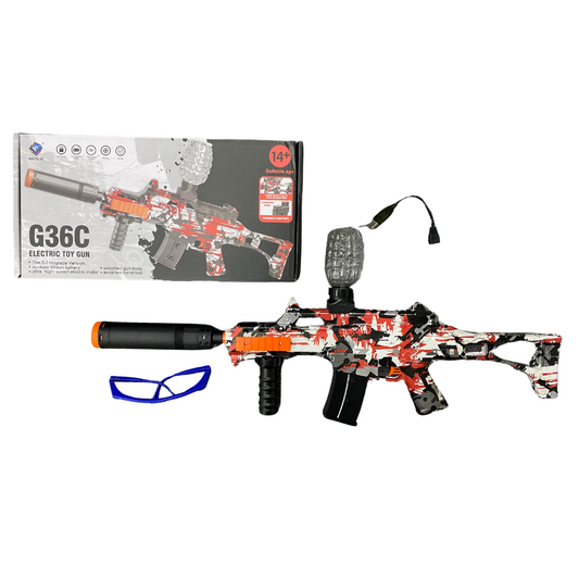 Ametralladora Bola Hidrogel Eléctrica G36C Con Luces Led Recargable Kid Segurid