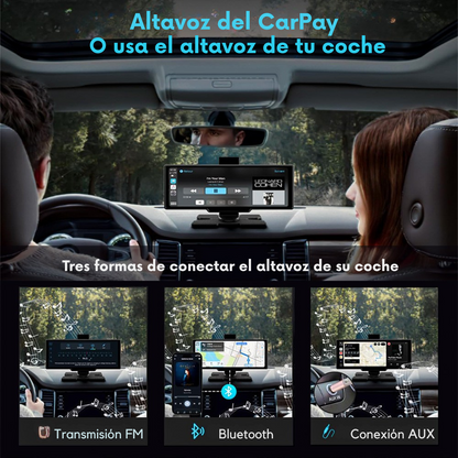 Pantalla Carplay/Andrioid Auto Portátil  Inalámbrico con cámara Frontal y trasera