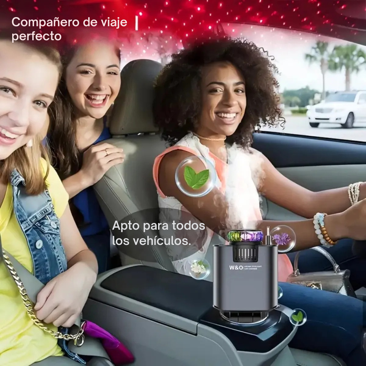 Cargador De Carro Carga Rápida + Humificador (ambientador)+ Proyector (luces Led)