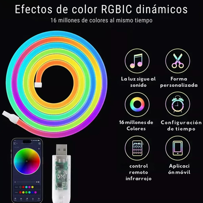 Cinta Led Luz Decorativa Neon Rgb Manguera 5 Mts Para interores y exteriores