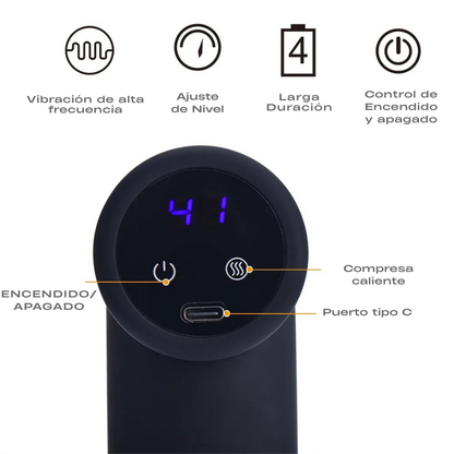Masajeador Muscular Eléctrico Pistola Calor Frio 6 Cabezas