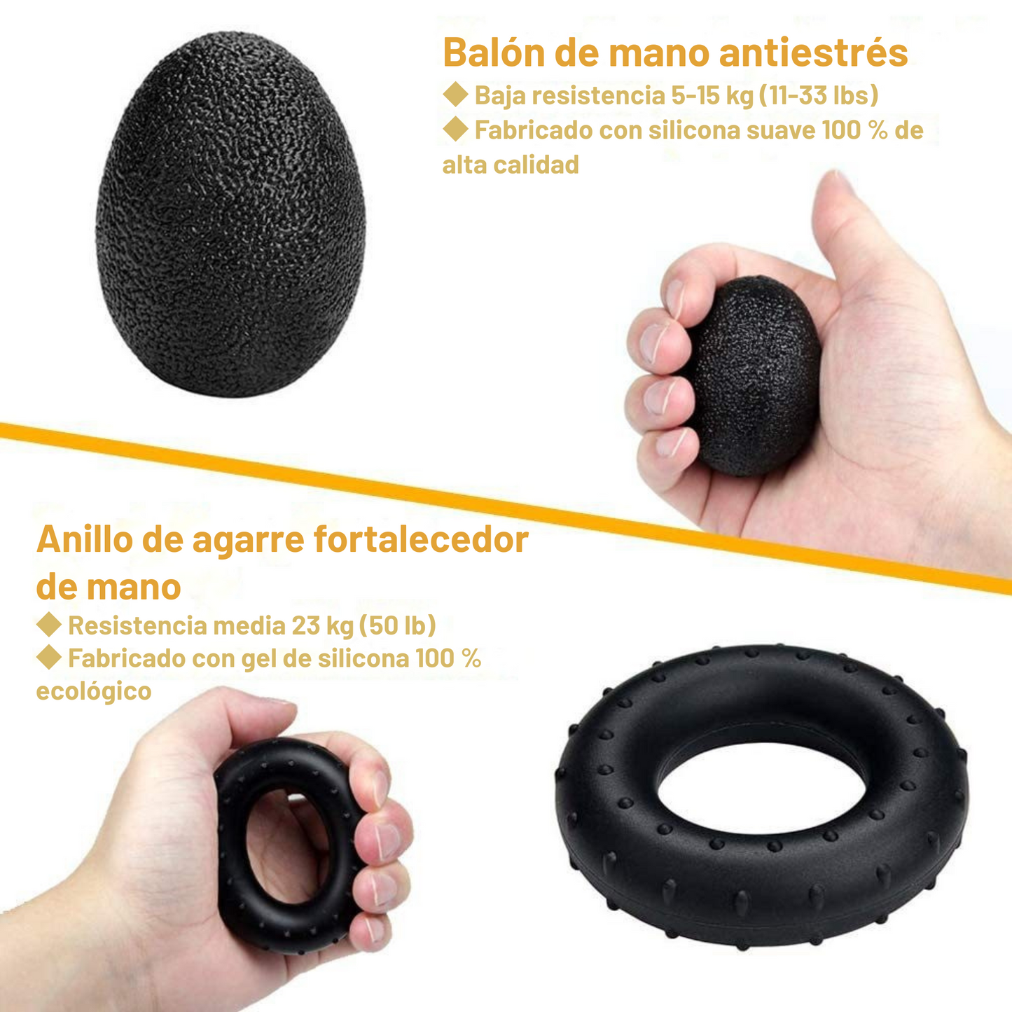 Kit De Fortalecimiento De Manos Y Antebrazo Gym 60k Negro