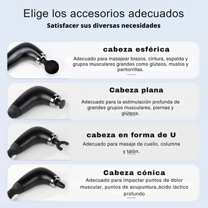 Masajeador Electrico Corporal Percutor Fisioterapia 4 Cabezas intercambiables