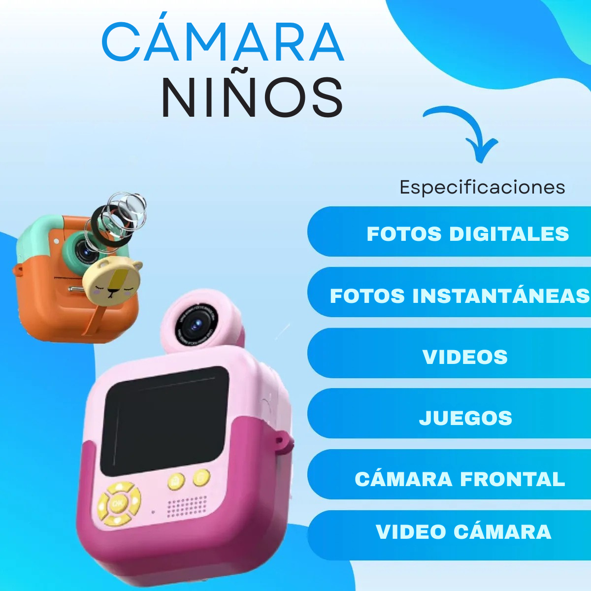 Cámara Digital Con Impresora Instantánea Imagen Y Video B/N