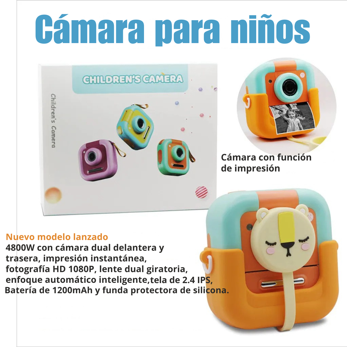Cámara Digital Con Impresora Instantánea Imagen Y Video B/N