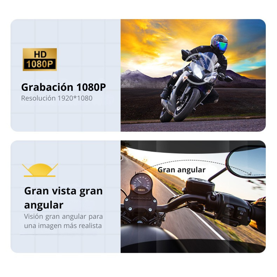 Intercomunicador Casco Moto Cámara Full HD Resistencia Agua
