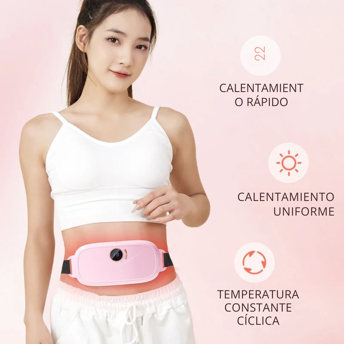 Cinturon Térmico Eléctrico Recargable Alivia Cólicos con función vibradora