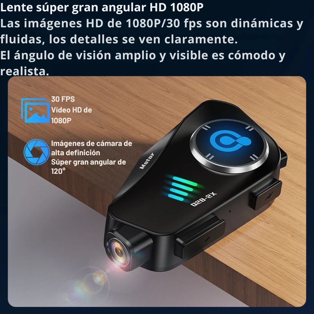 Intercomunicador Casco Moto Cámara Full HD Resistencia Agua