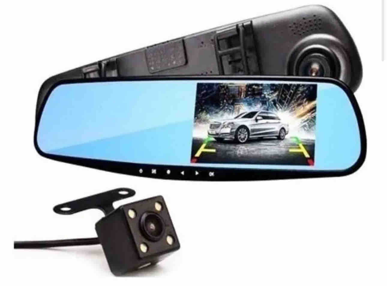 Espejo Retrovisor Doble Cámara Pantalla 4.3'' Full HD Carro