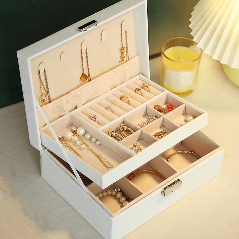 Joyero Organizador De 2 Niveles En Cuero Sintético