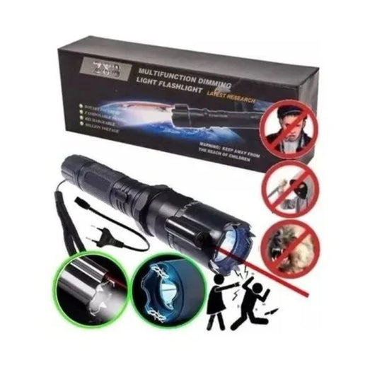 Linterna Taser Y Laser de color Negro Luz Blanca
