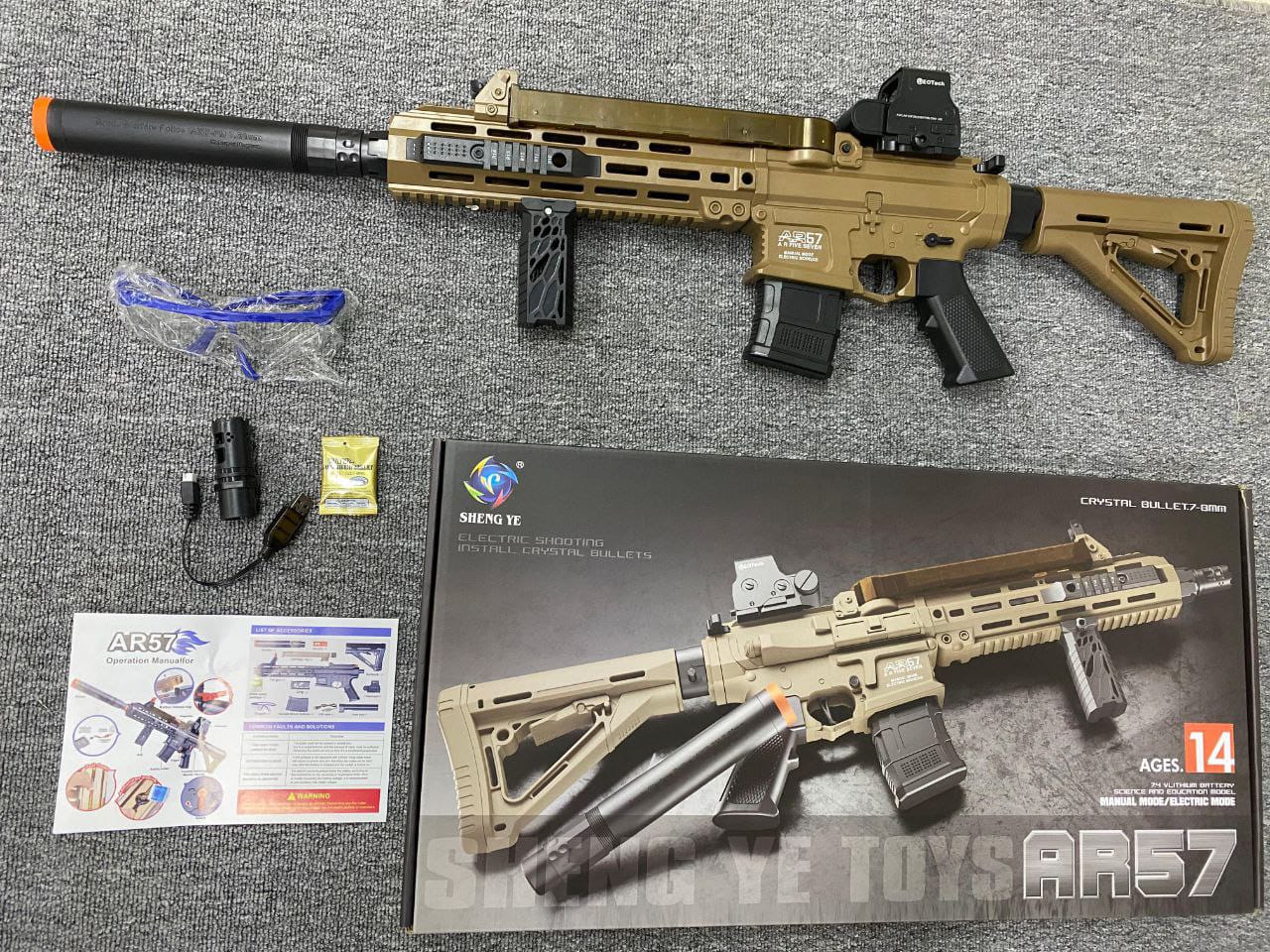 Pistola De Hidrogel Automática AR57 + 5.000 bolas de hidrogel + Kid de Seguridad
