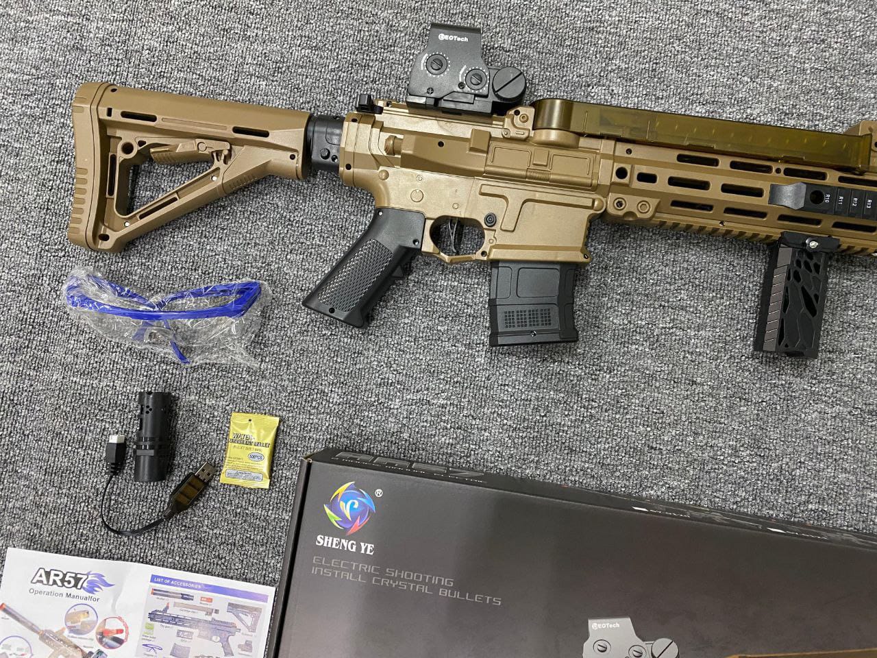 Pistola De Hidrogel Automática AR57 + 5.000 bolas de hidrogel + Kid de Seguridad