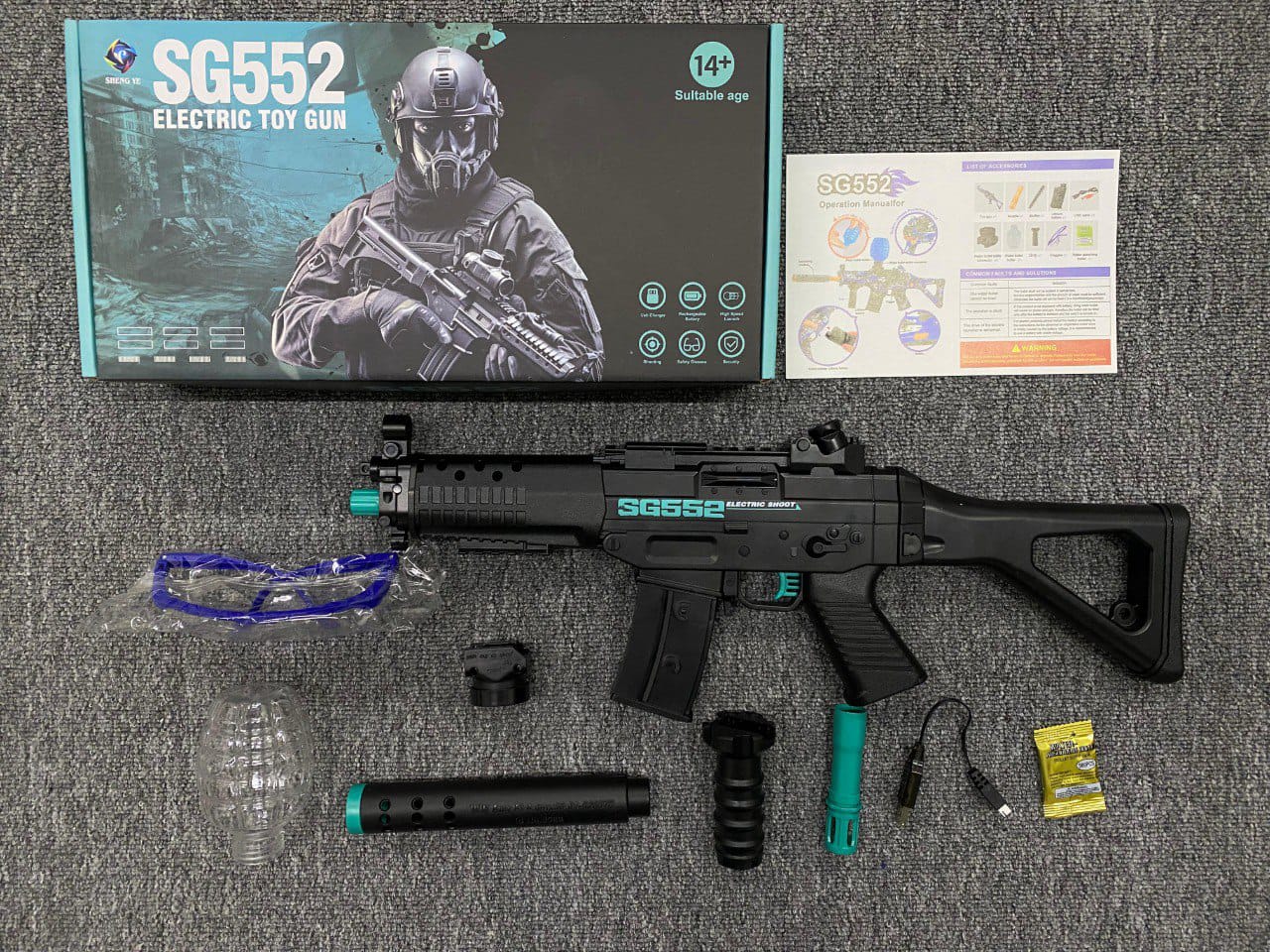 Ametralladora Hidrogel Electica Automática Recargable SG552