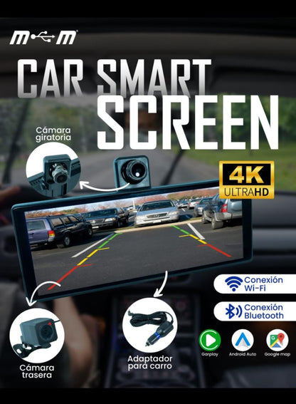 Pantalla Carplay/Andrioid Auto Portátil  Inalámbrico con cámara Frontal y trasera