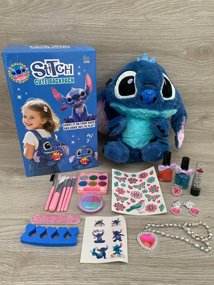 Bolso Maleta De Stitch + Kit De Maquillaje Para Niña Regalo Azul Oscuro