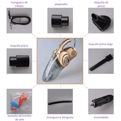 Aspiradora De Carro 4 En 1 Integrado Linterna Y Compresor - Camva Store