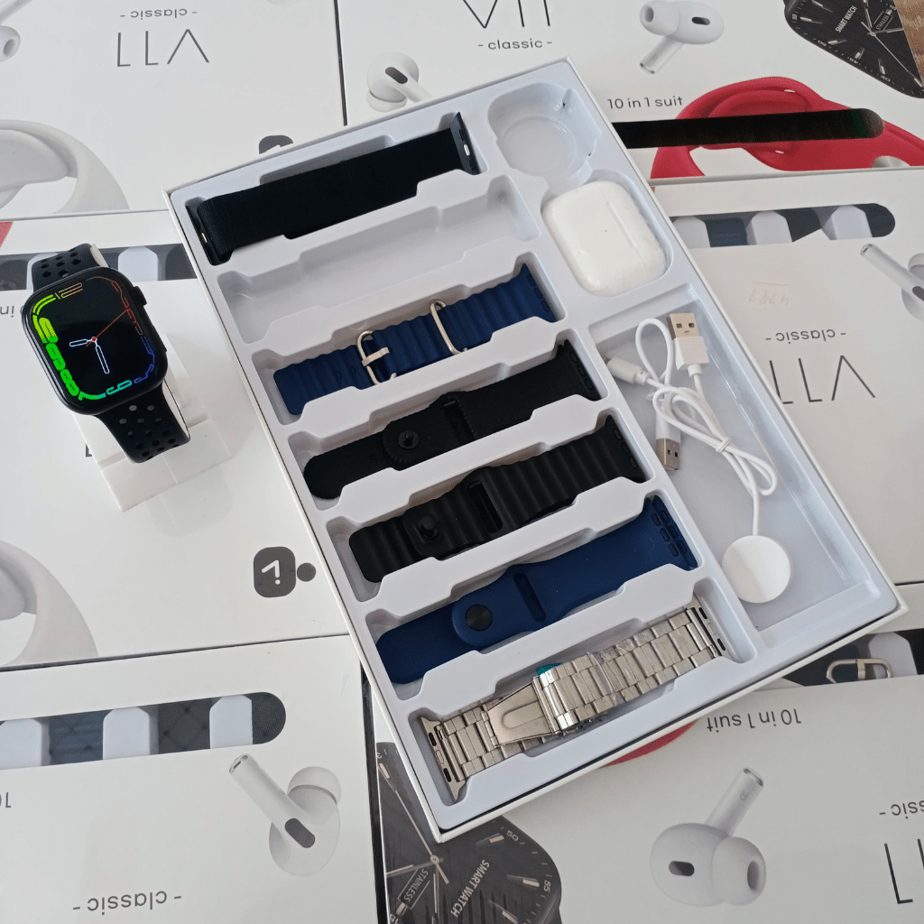 Combo Reloj Inteligente Audifonos Pulsos V11 Classic 10 En 1 - Camva Store