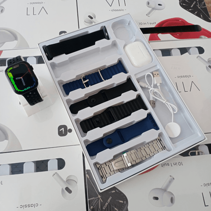 Combo Reloj Inteligente Audifonos Pulsos V11 Classic 10 En 1 - Camva Store