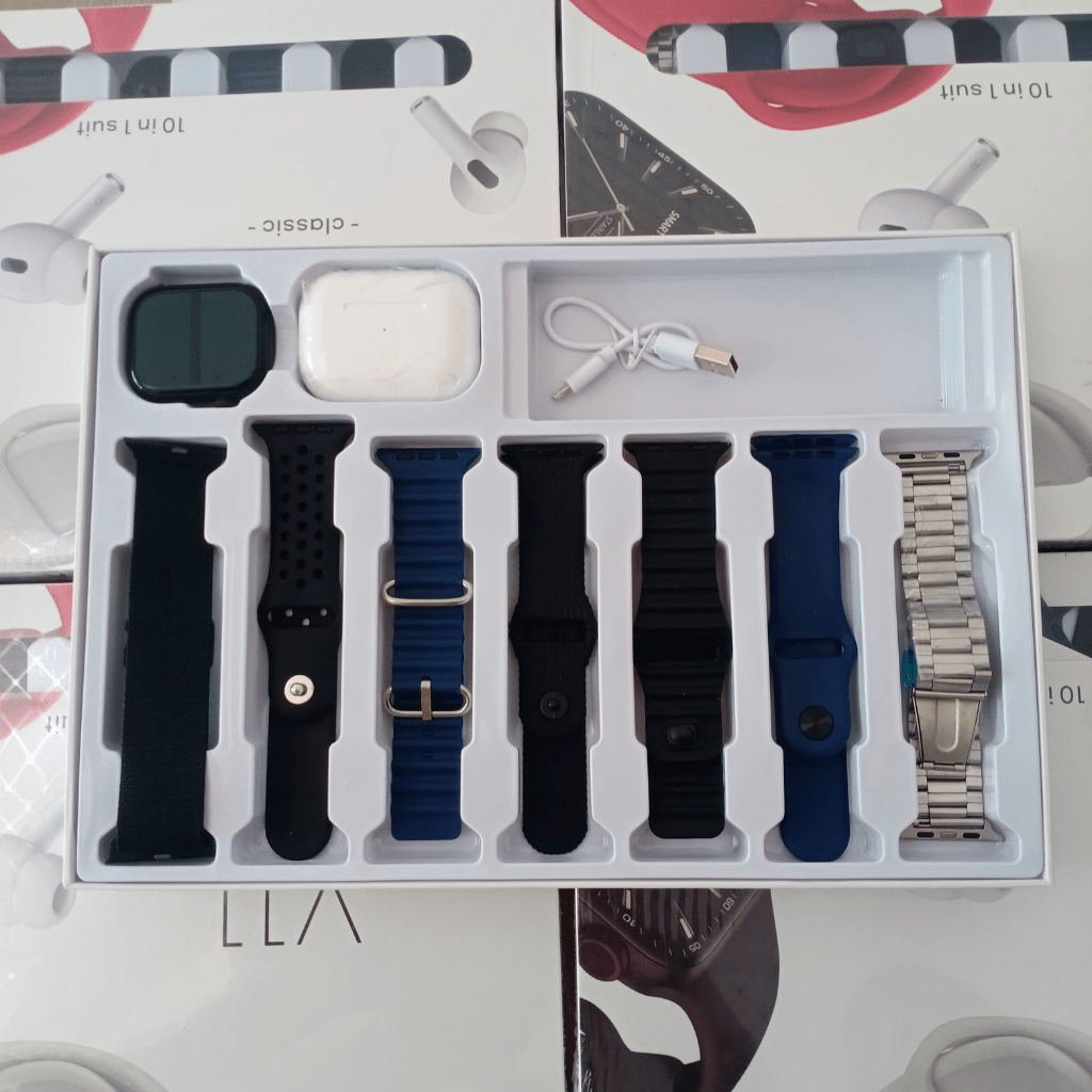 Combo Reloj Inteligente Audifonos Pulsos V11 Classic 10 En 1 - Camva Store