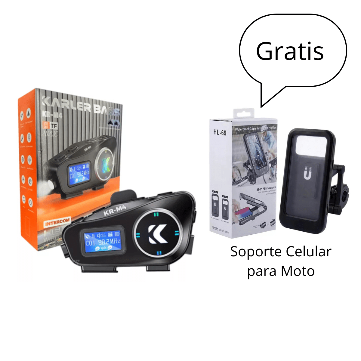 Intercomunicador Pantalla LCD KR - M4 Bluetooth Resistente al Agua Moto - Camva Store