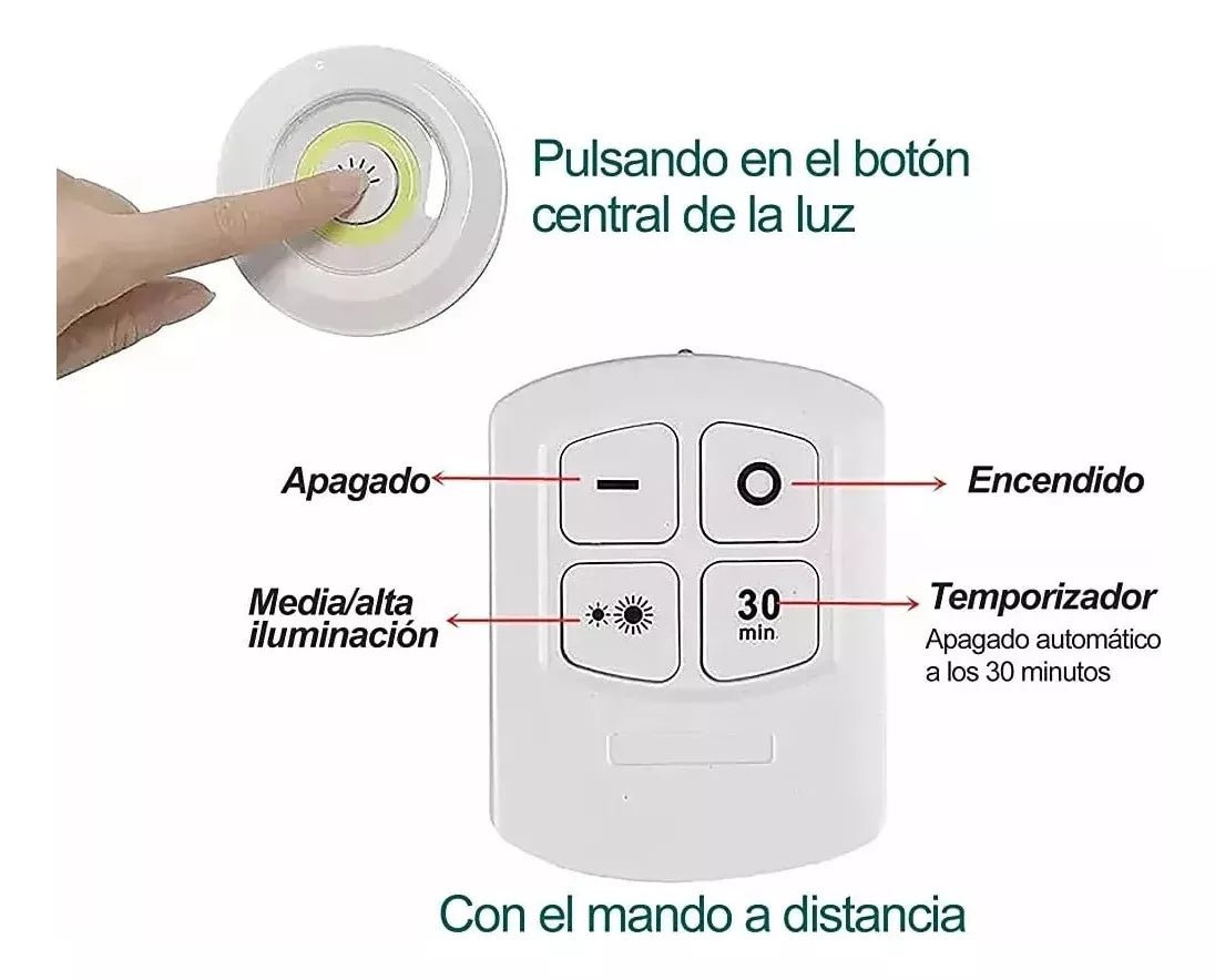 Juego Bombilla X3 Luces Led Inalámbrica Con Control De Mando - Camva Store