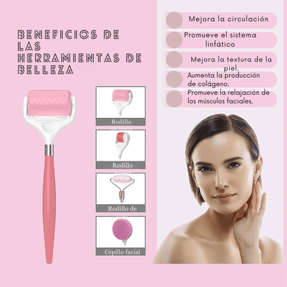 Kit De Belleza Facial 4 En 1 Manuales Rodillo Cepillo - Camva Store