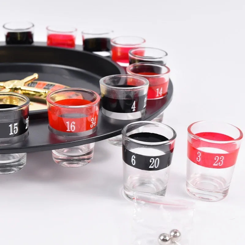 Juego De Mesa Ruleta Shots Drinker 16 Vasos De Cristal para reuniones y fiestas