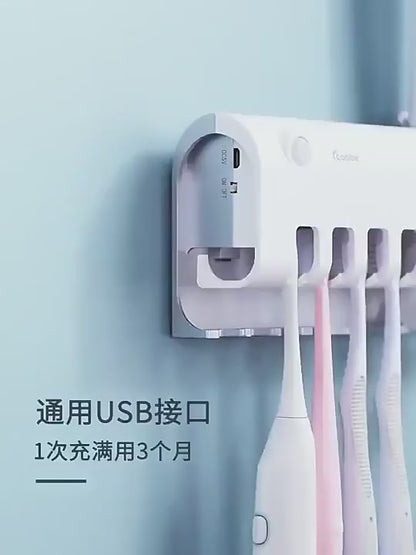 Soporte Cepillos Esterilizador UV con Dispensador de Crema