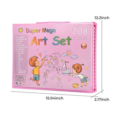 Set Kit Colores Juego Arte/Dibujo Creativo Infantil - 208 Pcs - Camva Store