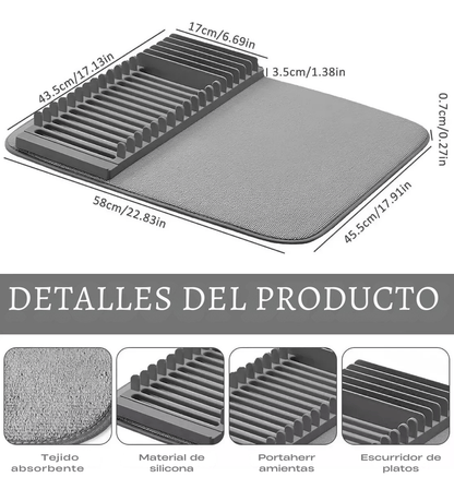 Tapete Secado Loza Soporte Platos Cubiertos Encimera Cocina - Camva Store