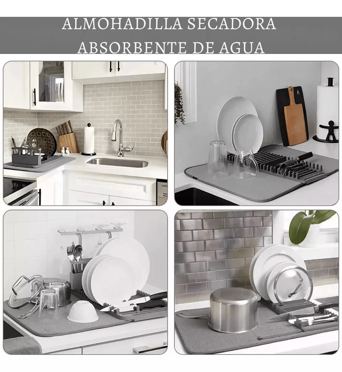 Tapete Secado Loza Soporte Platos Cubiertos Encimera Cocina - Camva Store