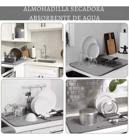Tapete Secado Loza Soporte Platos Cubiertos Encimera Cocina - Camva Store