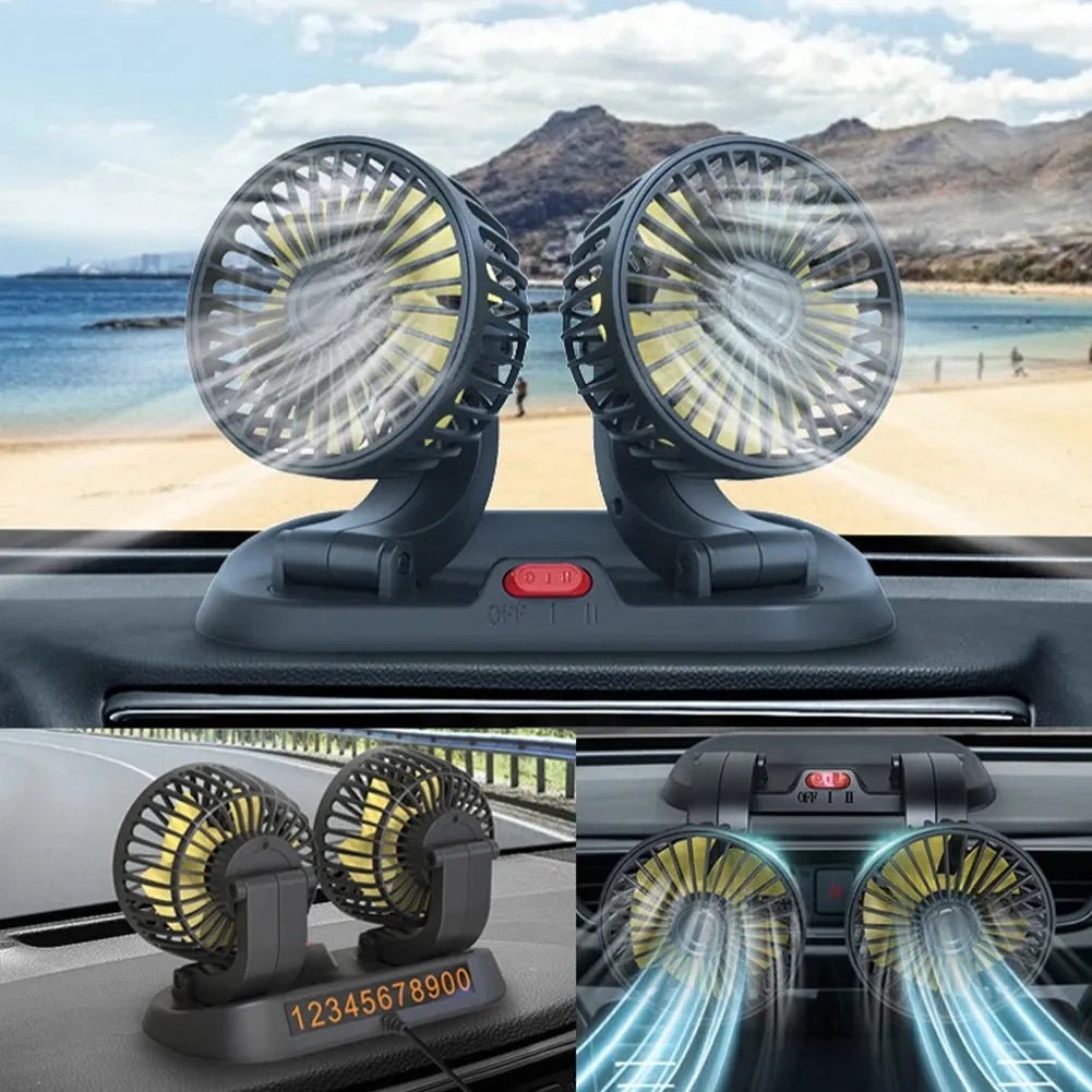Ventilador Para Carro Doble Cabezal Ajustable De 360 Con 12v - Camva Store