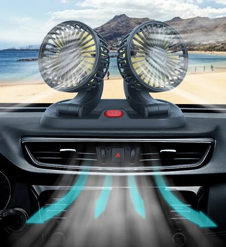 Ventilador Para Carro Doble Cabezal Ajustable De 360 Con 12v - Camva Store