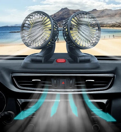 Ventilador Para Carro Doble Cabezal Ajustable De 360 Con 12v - Camva Store