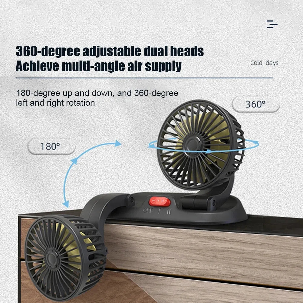 Ventilador Para Carro Doble Cabezal Ajustable De 360 Con 12v - Camva Store