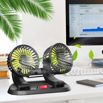 Ventilador Para Carro Doble Cabezal Ajustable De 360 Con 12v - Camva Store