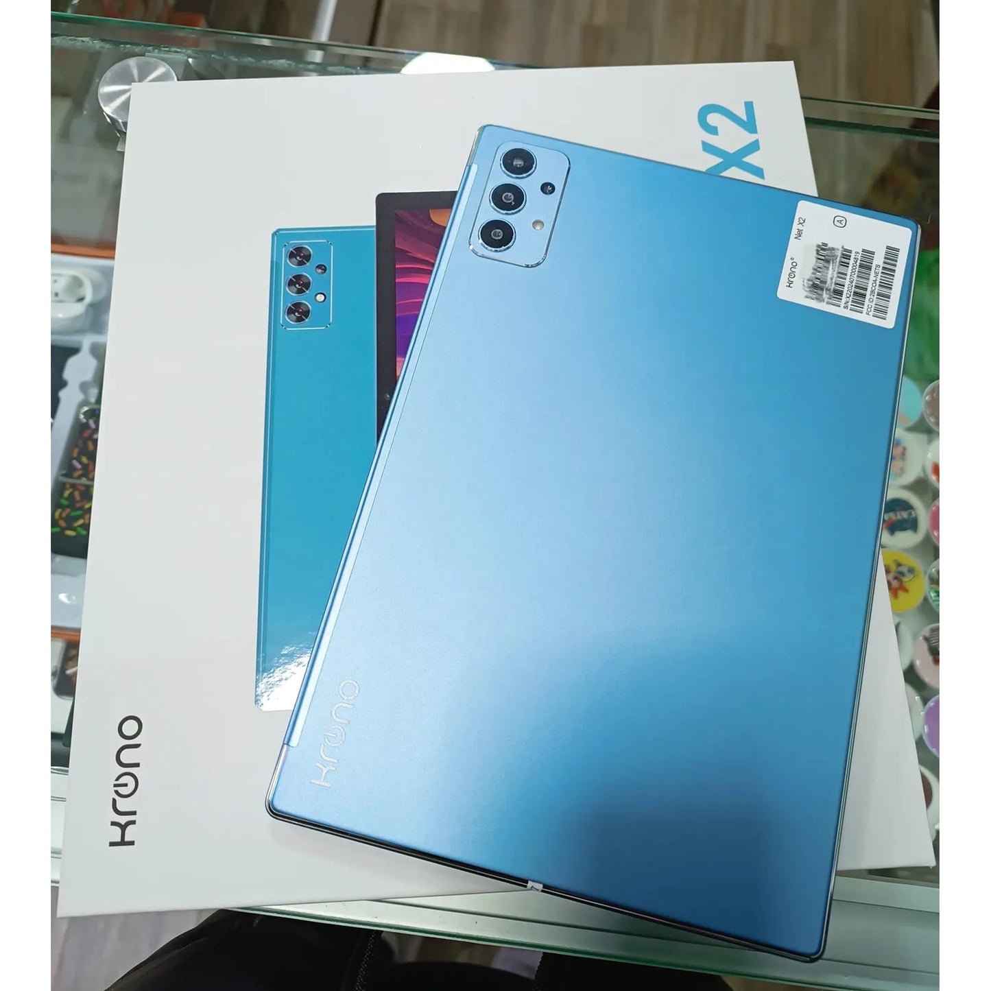 Tablet Krono Net X2 con Android 15, Pantalla 10 Pulgadas HD, 8gb Ram + 64gb + forro Azul y Gris