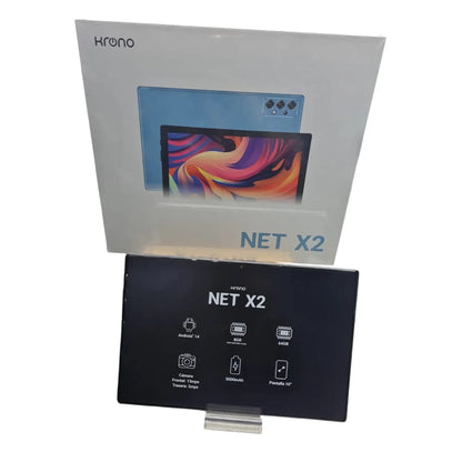 Tablet Krono Net X2 con Android 15, Pantalla 10 Pulgadas HD, 8gb Ram + 64gb + forro Azul y Gris